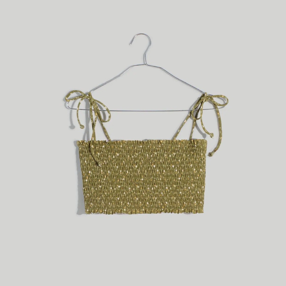 Madewell Second Wave Smocked Longline Bikini Top